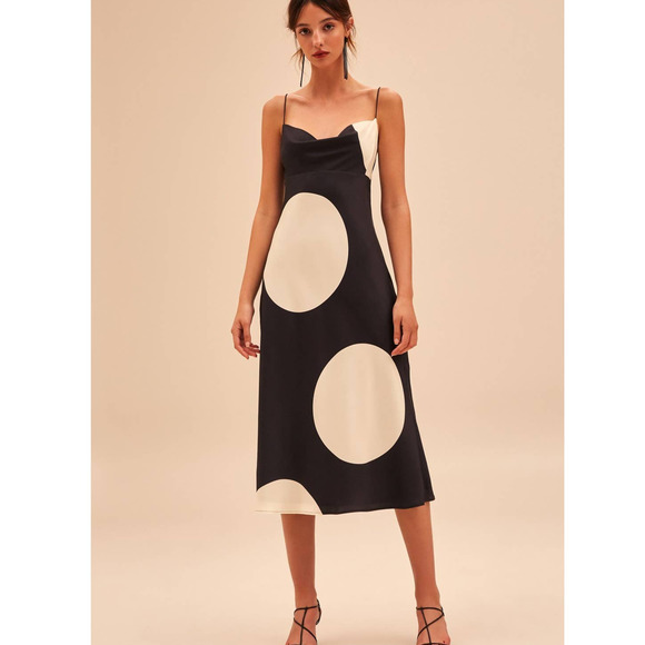 C/MEO Collective Dresses & Skirts - C/MEO COLLECTIVE Sectional Midi Dress L Empire Spotted Cocktail Sheath Spaghetti